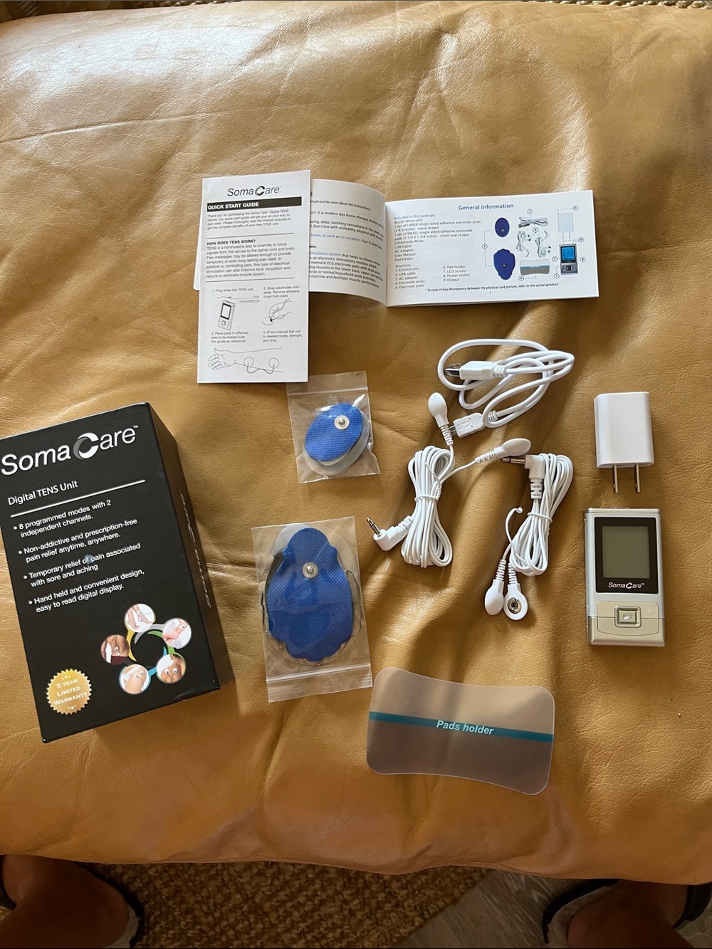 Soma Care Blue and White Digital TENS Unit Kit